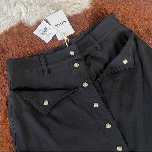 NWT NANUSHKA LONG BUTTON FRONT BLACK MIDI MAXI SKIRT XS - Picture 3 of 9